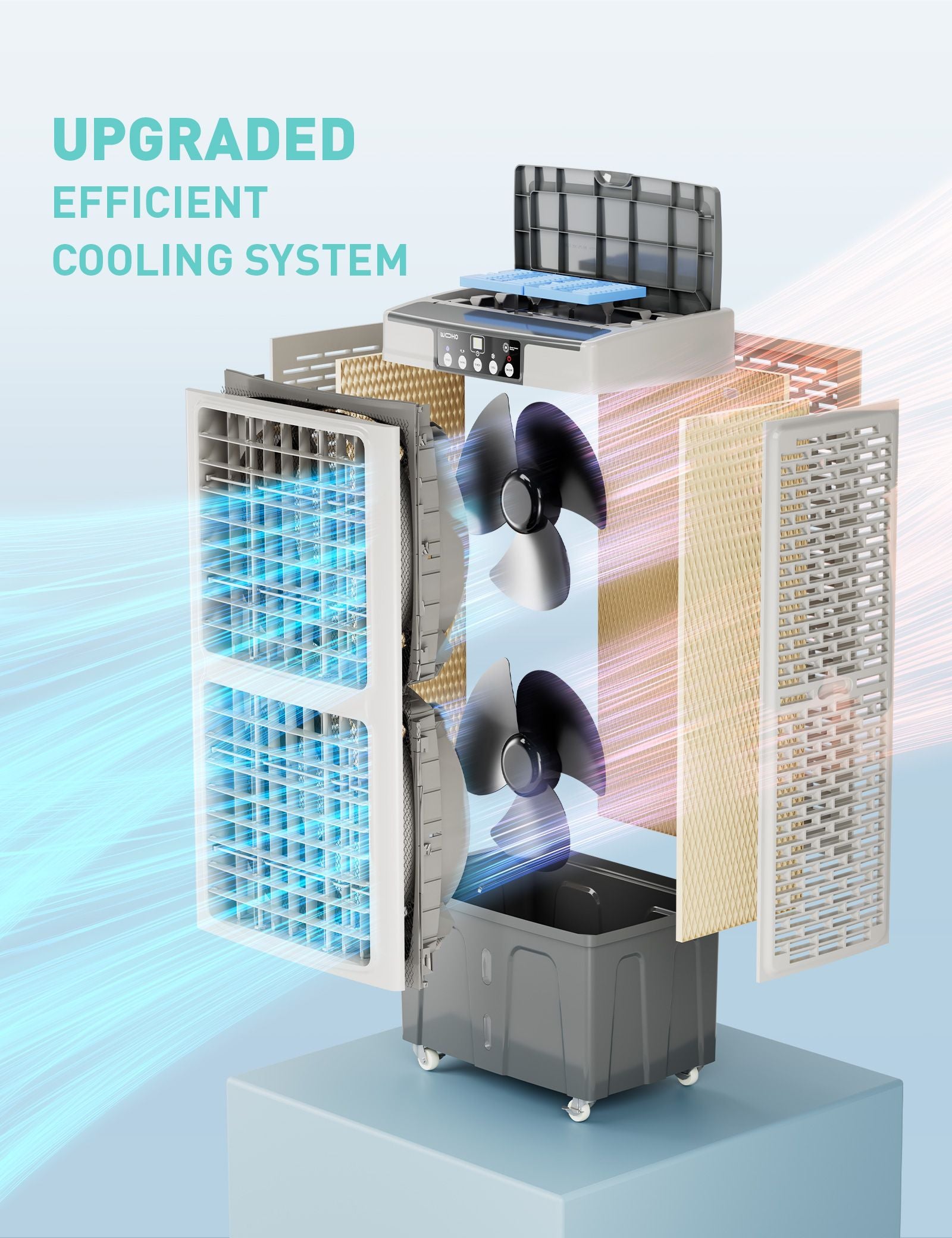 Outdoor Dual Fan Evaporative Cooler, 5000 CFM Powerful Swamp Cooler For Commercial Use