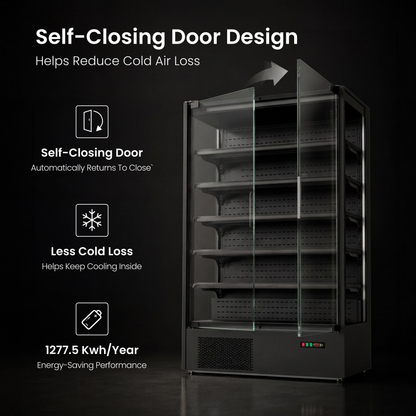 Yeego 45.6 Cu.Ft Commercial Beverage Refrigerator, 2 Glass Door Merchandiser Cooler with CAREL Digital Thermostat, Air Cooled, LED Lights & Adjustable Shelves for Retail Store