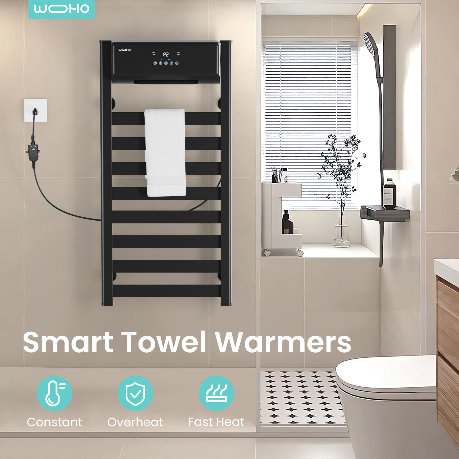 39.4'' Height Wall Mounted Towel Warmer with PTC Heater - Yeego Life