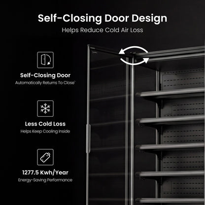 Yeego 68.5 Cu.Ft Commercial Beverage Refrigerator, 3 Glass Door Merchandiser Cooler with CAREL Digital Thermostat, Air Cooled, LED Lighting for Supermarkets