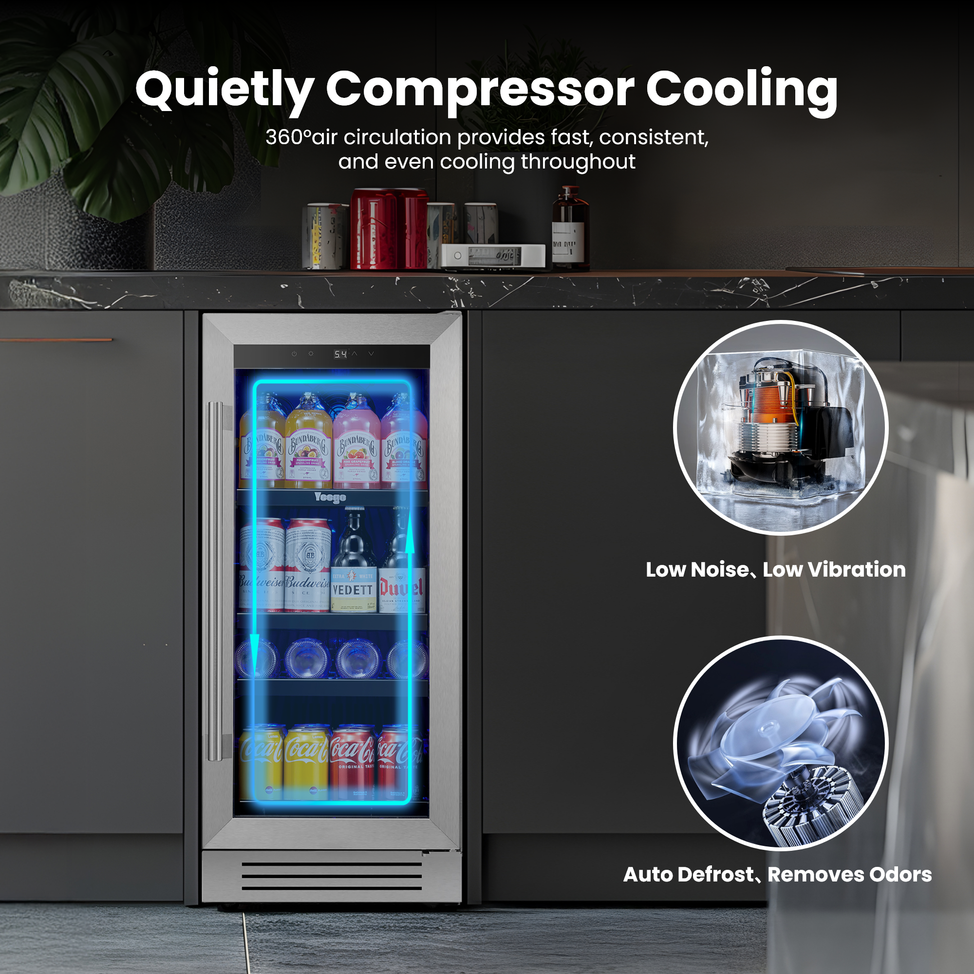 15 Inch Wide 80 Cans Beverage Drink Fridge, Built-In or Freestanding