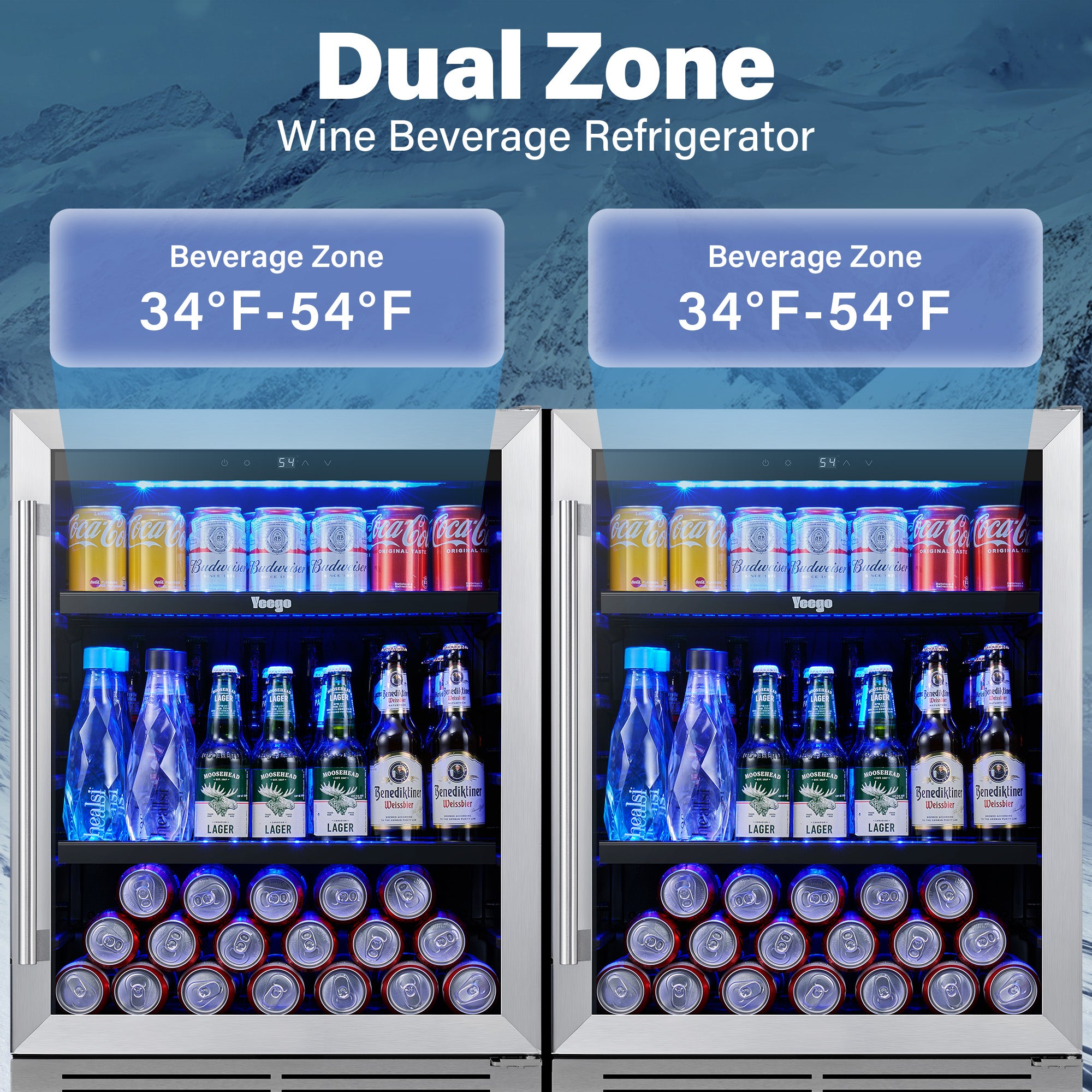 48 Inch Wide Dual Zone Beverage Center, Large Capacity Drink Fridge Combo Under  Counter Or Freestanding