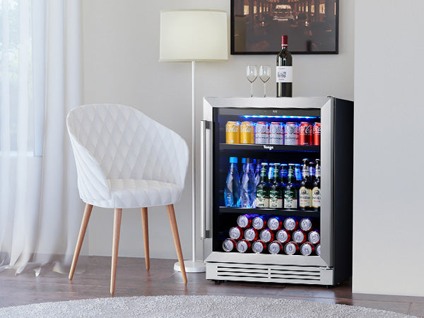 24 Inch Wide 180 Cans Beverage Drink Fridge, Built-In or Freestanding