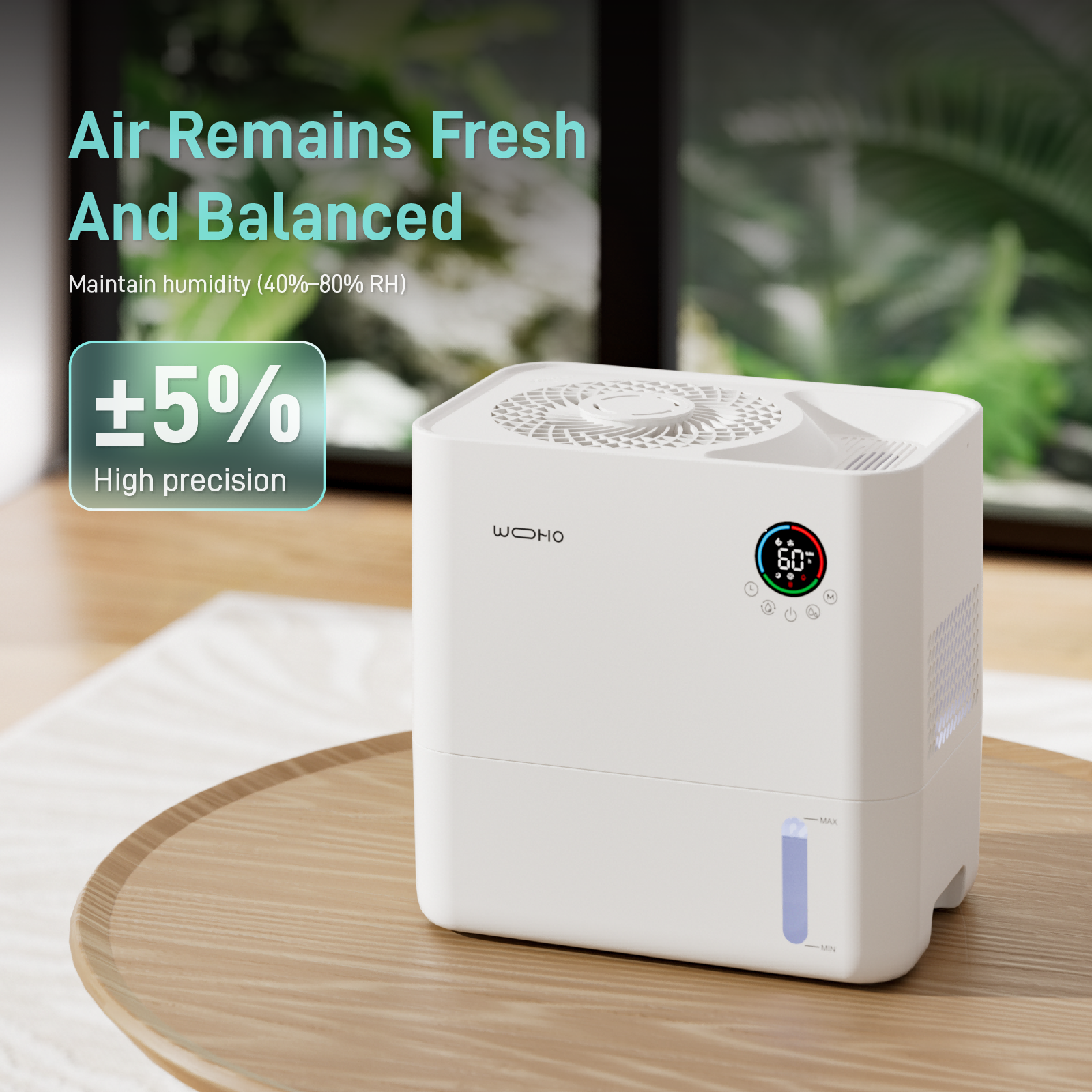 Wooohoo Mist Free Smart Humidifier, 1.32 Gal/5L Quiet Humidifier for Medium Room