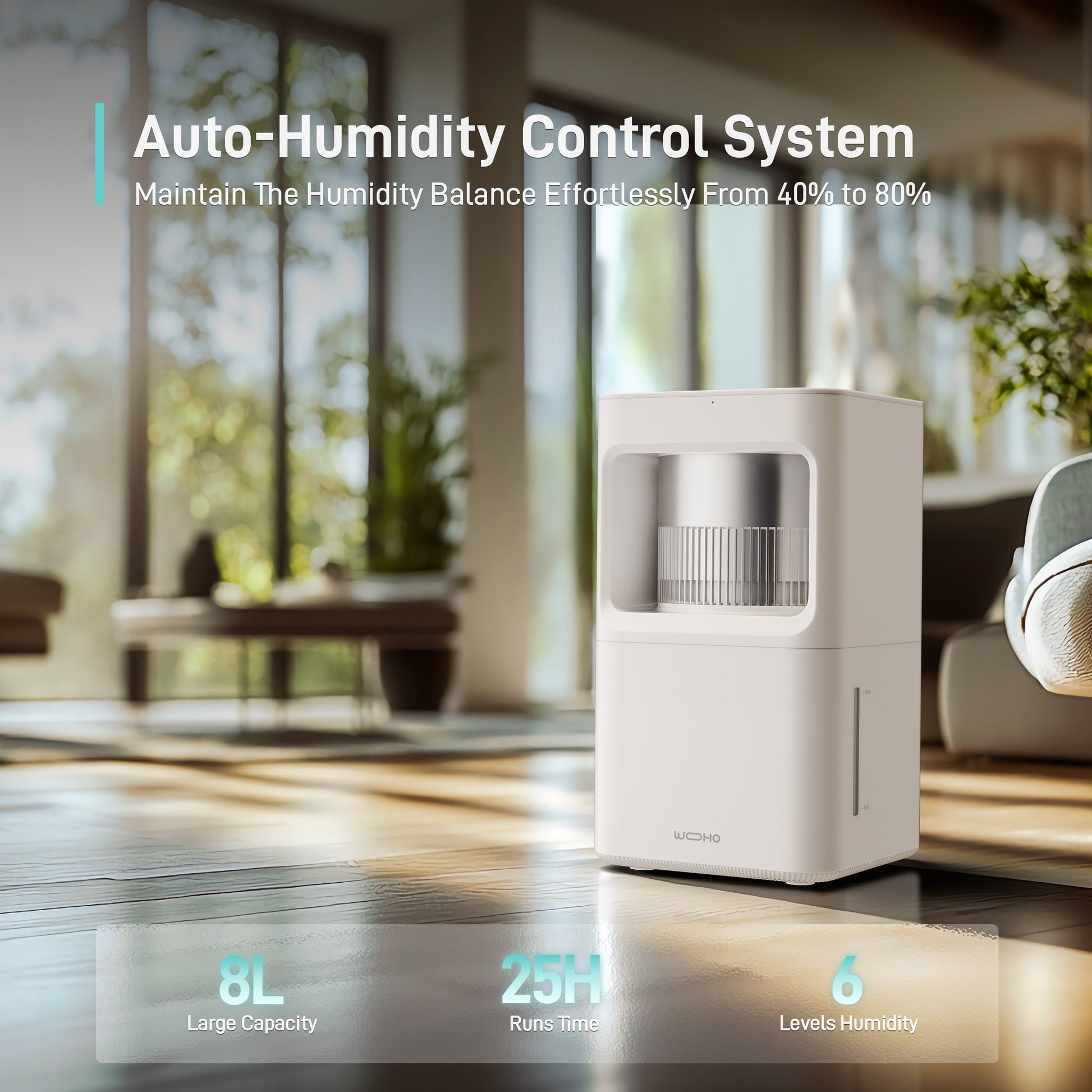 Mist Free Smart Humidifier, 2.11 Gal/8L Quiet Humidifier for Medium Room - Yeego Life