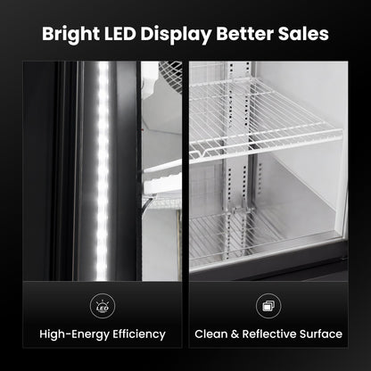 Yeego 62.3 Cu.Ft Commercial Display Freezer, Triple Glass Door Upright Merchandiser Freezer with Frost‑Free Air Cooling, LED Light Box for Restaurant Retail Grocery