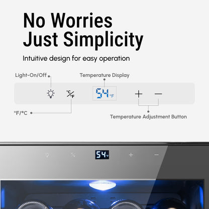 Yeego 12 Bottles Wine Cooler Refrigerator, 38-65℉ Freestanding Mini Fridge - Yeego Life