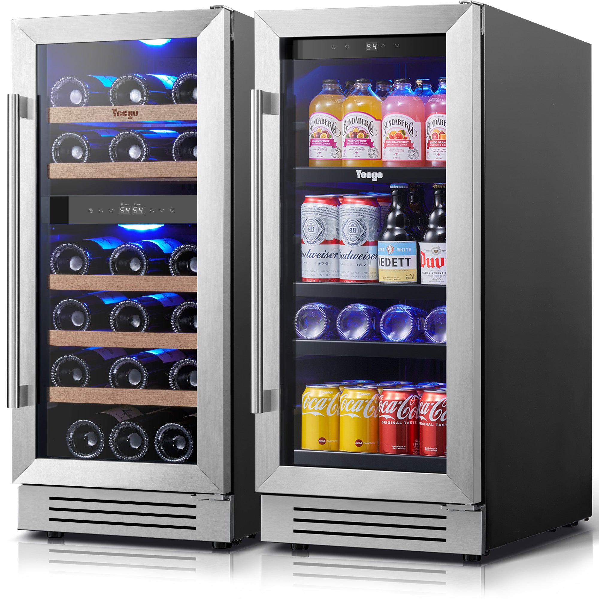 30 Inch Wide Fridge Combo, 80 Can Beverage Fridge And 28 Bottle Wine Cooler With Quiet Compressor