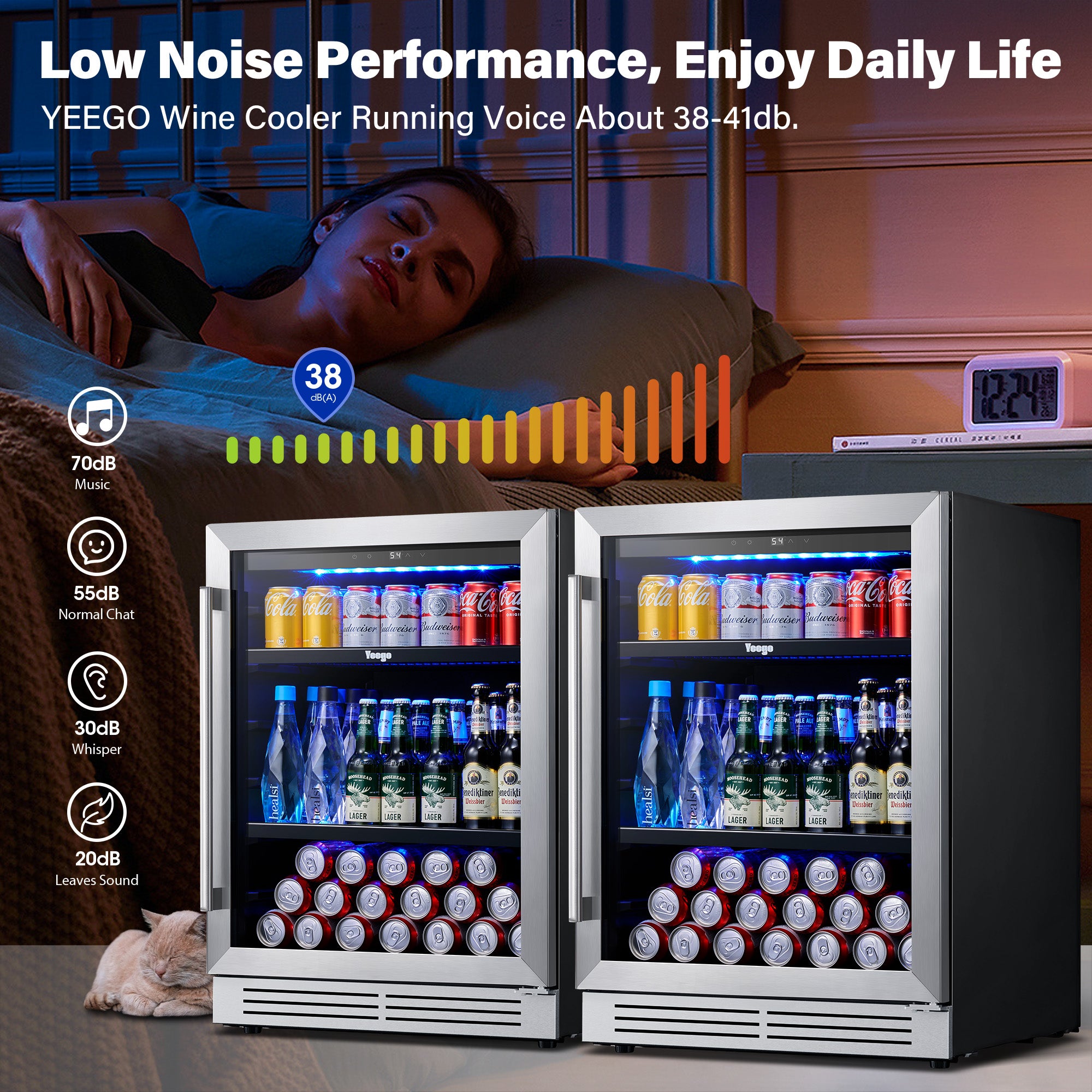 48 Inch Wide Dual Zone Beverage Center, Large Capacity Drink Fridge Combo Under  Counter Or Freestanding