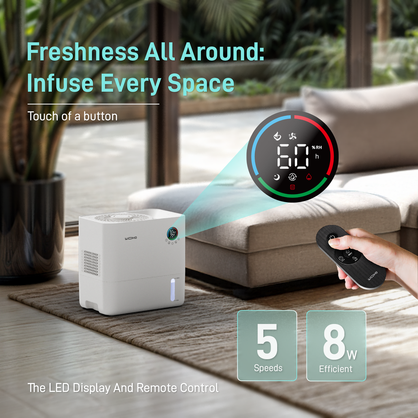 Mist Free Smart Humidifier, 1.32 Gal/5L Quiet Humidifier for Medium Room - Yeego Life
