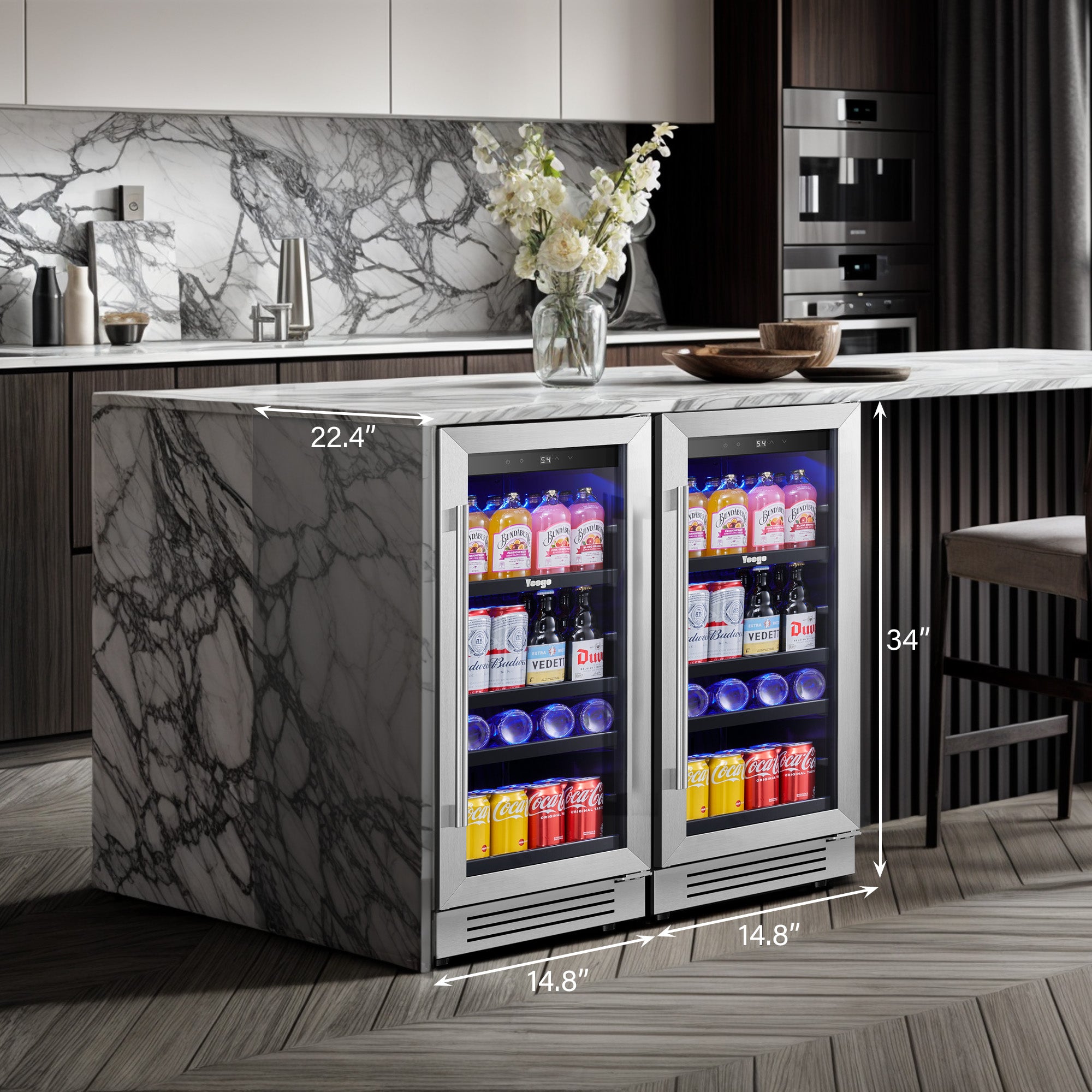 30 Inch Wide Beverage Center, 160 Cans Drink Fridge Combo, Under Counter Or Freestanding