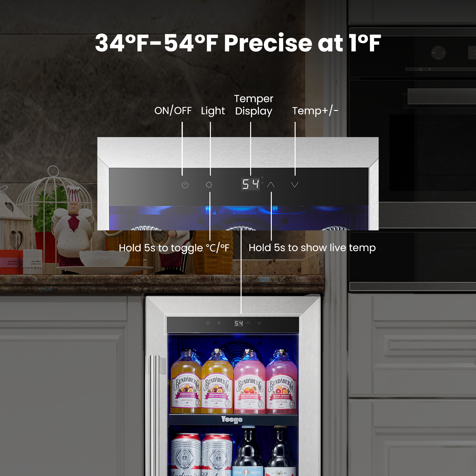 15 Inch Wide 80 Cans Beverage Drink Fridge, Built-In or Freestanding