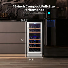 15 Inch Wide 28 Bottles Dual Zone Narrow Small Wine Fridge, Under Counter, Built-In or Freestanding - Yeego Life