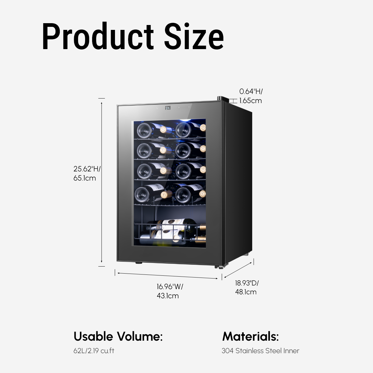 Yeego 20 Bottles Wine Cooler Refrigerator, 38-65℉ Freestanding Mini Fridge