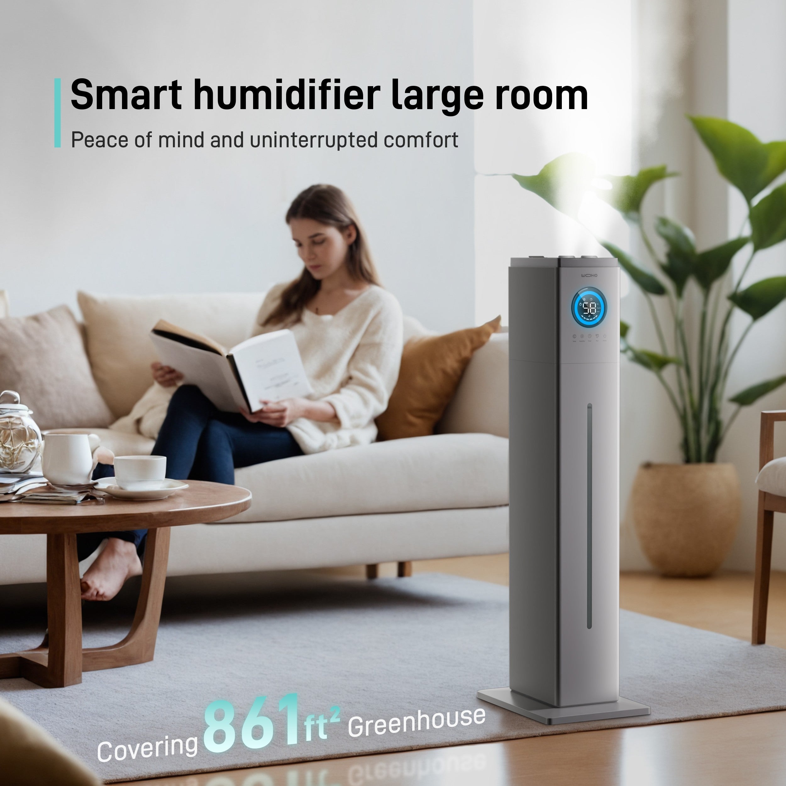 Smart Ultrasonic Humidifier, Quiet Humidifier for Large Room