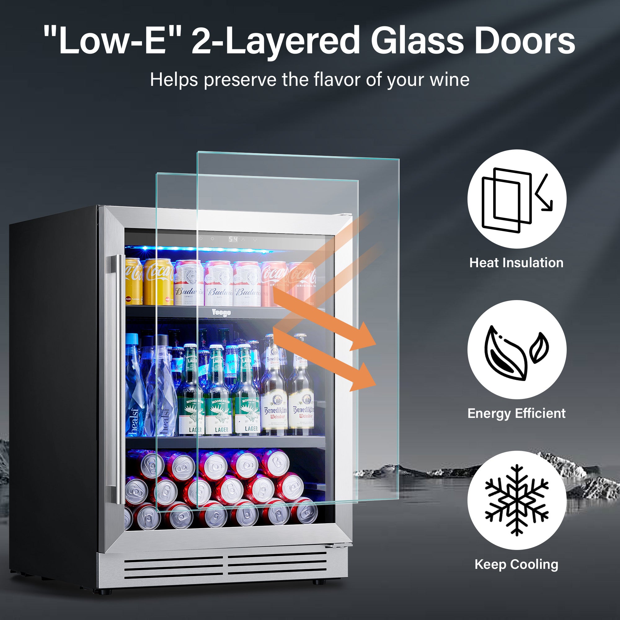 48 Inch Wide Dual Zone Beverage Center, Large Capacity Drink Fridge Combo Under  Counter Or Freestanding