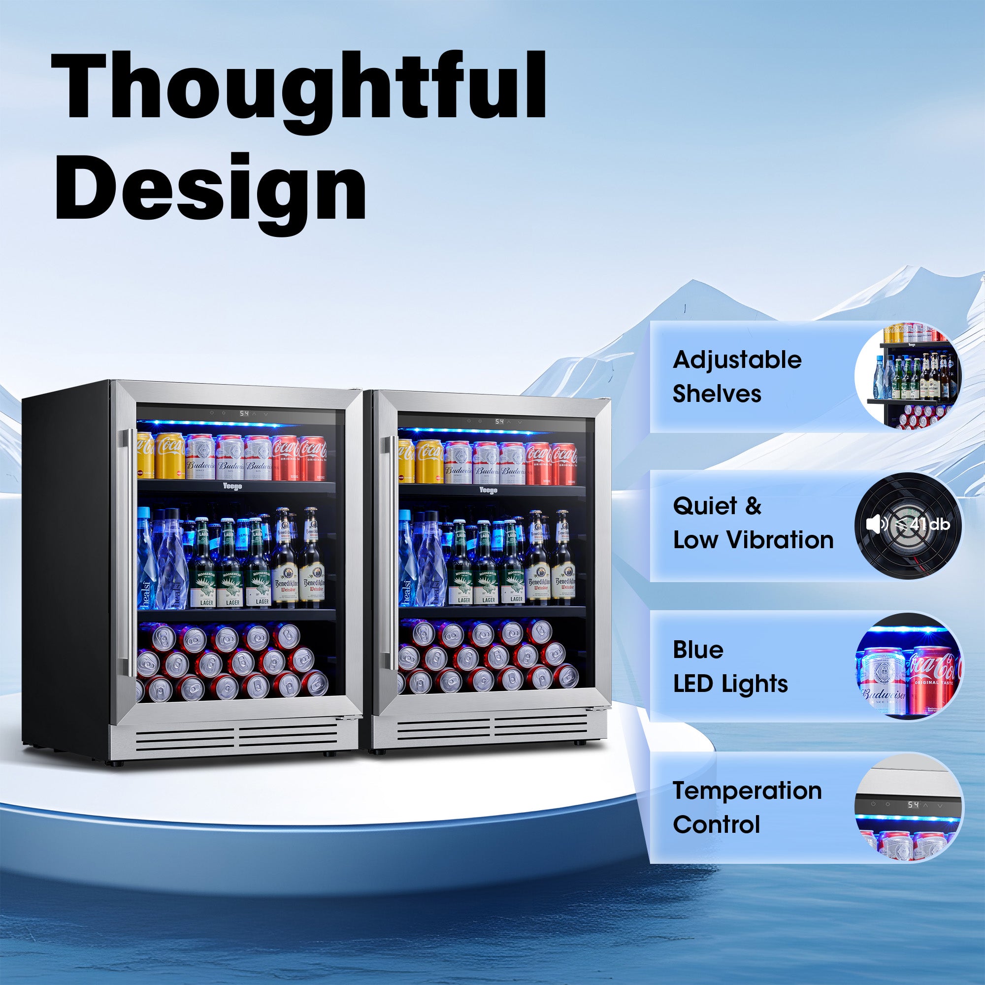 48 Inch Wide Dual Zone Beverage Center, Large Capacity Drink Fridge Combo Under  Counter Or Freestanding
