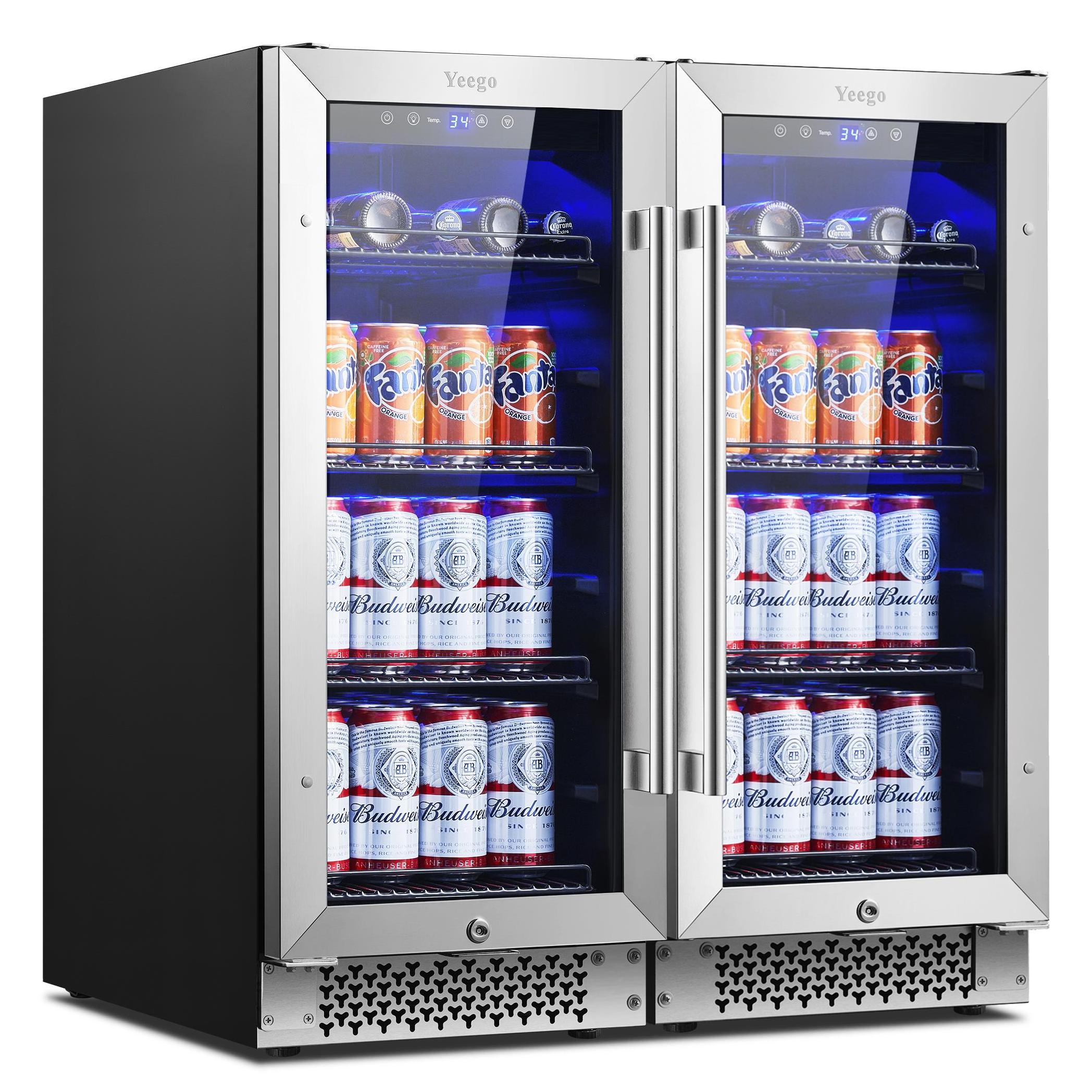 30 Inch Wide Beverage Center, 160 Cans Drink Fridge Combo, Under Counter Or Freestanding