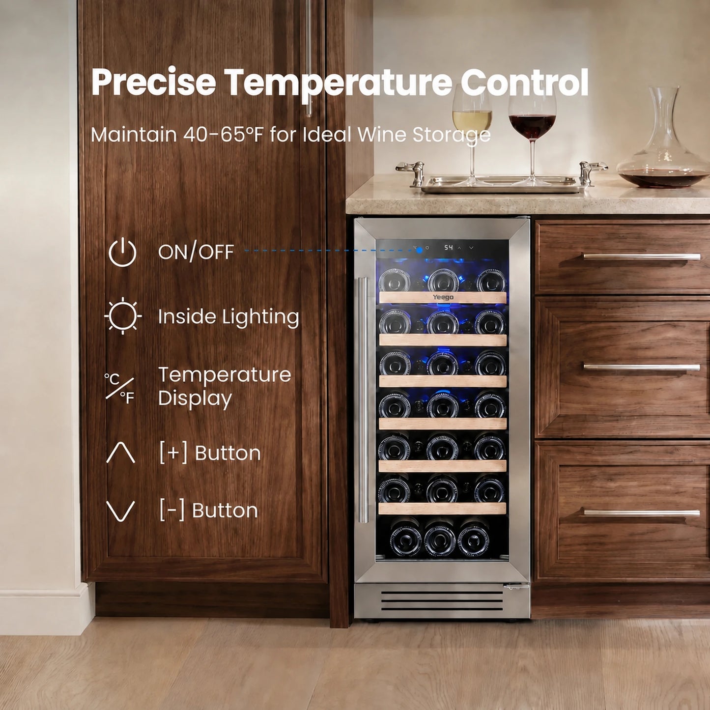Yeego 15" Wine Fridge 33 Bottles,Budget-Friendly Wine Fridges