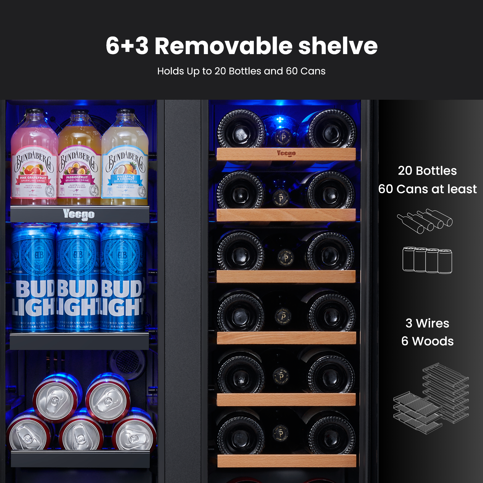 24 Inch Wide Wine and Beverage Dual Zone Fridge, Under Counter, Built-In or Freestanding