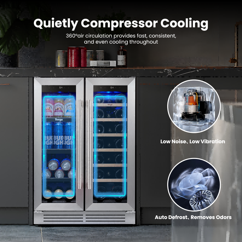 Yeego 24 Freestanding Beverage Refrigerator, 180 Cans Beer Fridge With Glass Door Built In Freestanding For Kitchen Bar Or Office Yeego 24 Freestanding Beverage Refrigerator, 180 Cans Beer Fridge With Glass Door Built In Freestanding For Kitchen Bar Or Office