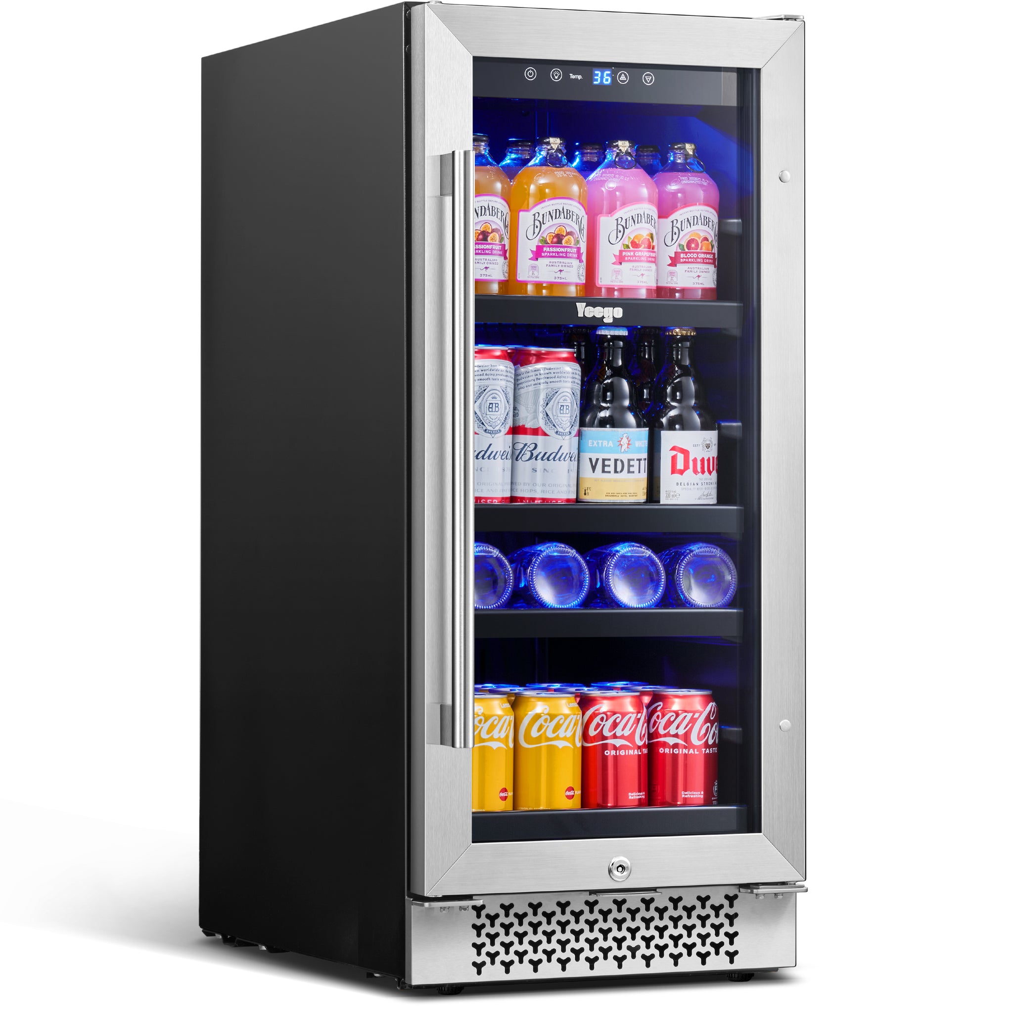 Yeego 15 Inch Wide 80 Cans Beverage Drink Fridge, Built-In or Freestanding