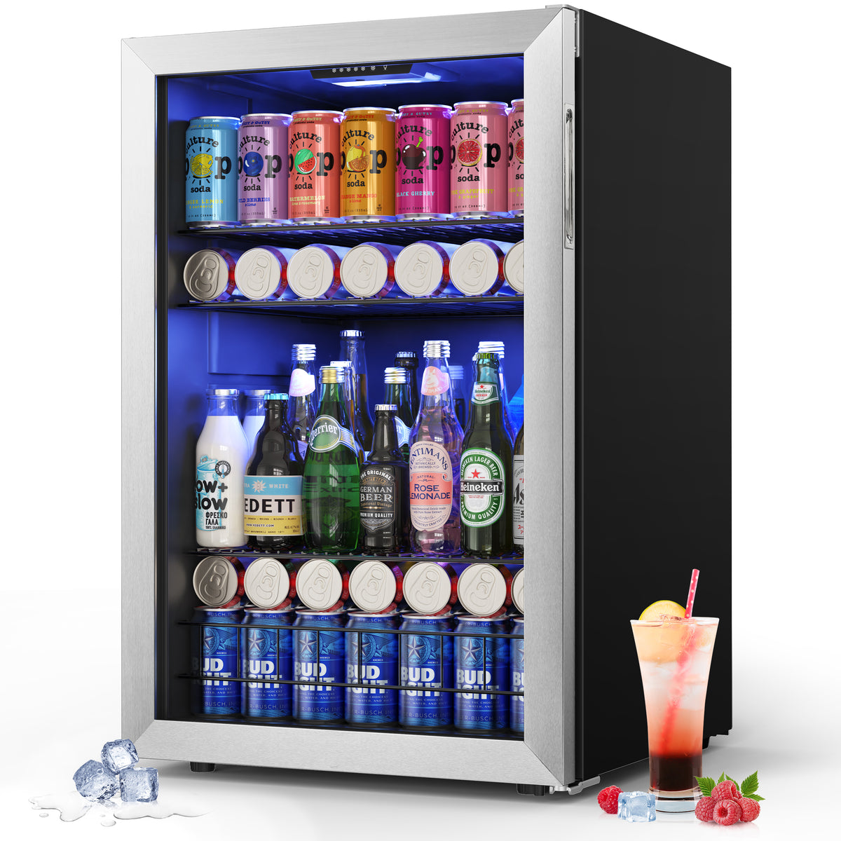 Yeego 21 Inch Wide 180 Cans Beverage Fridge, Drink Cooler Under Counter, Built-In Or Freestanding
