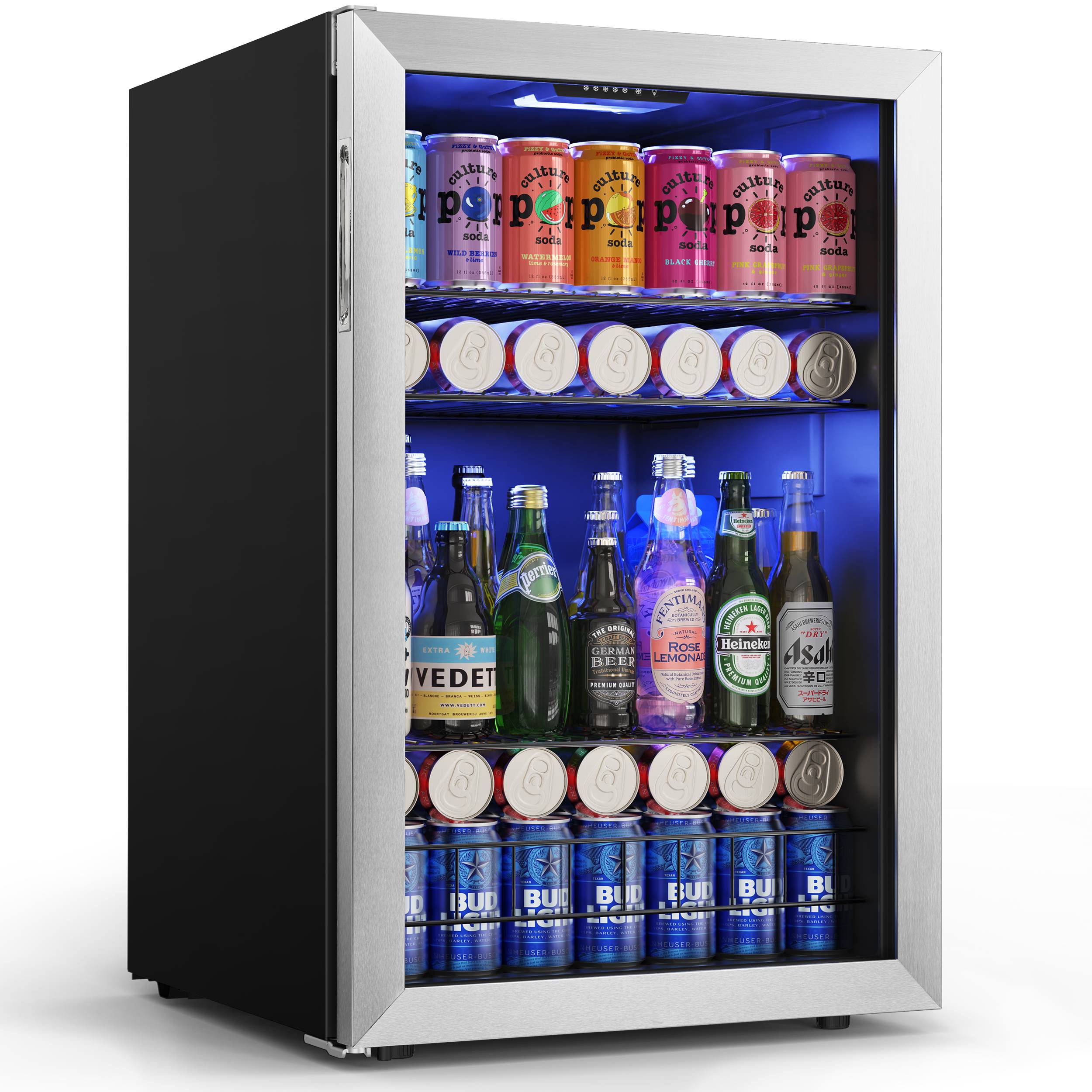 21 Inch Wide 180 Cans Beverage Fridge, Drink Cooler Under Counter, Built-In Or Freestanding