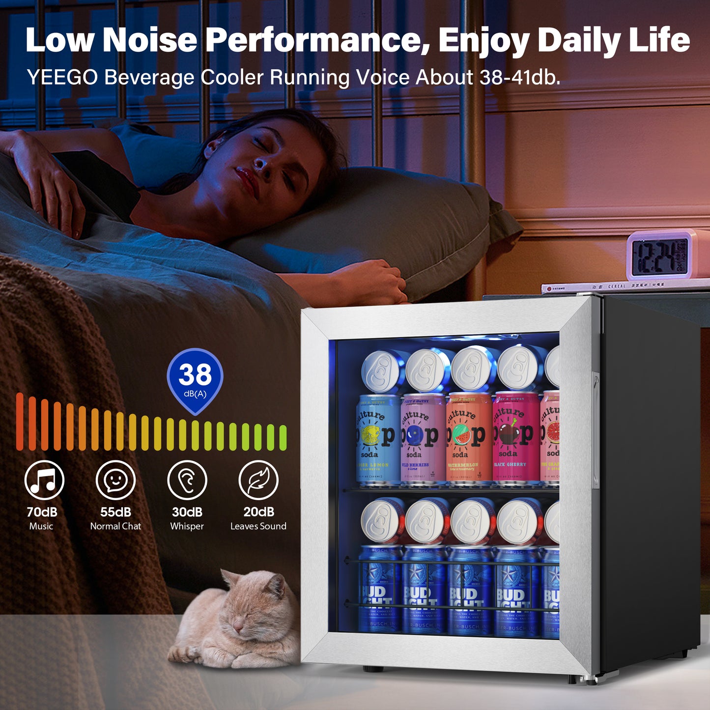 65 Cans Mini Beverage Drink Fridge, Counter Top or Freestanding - Yeego Life