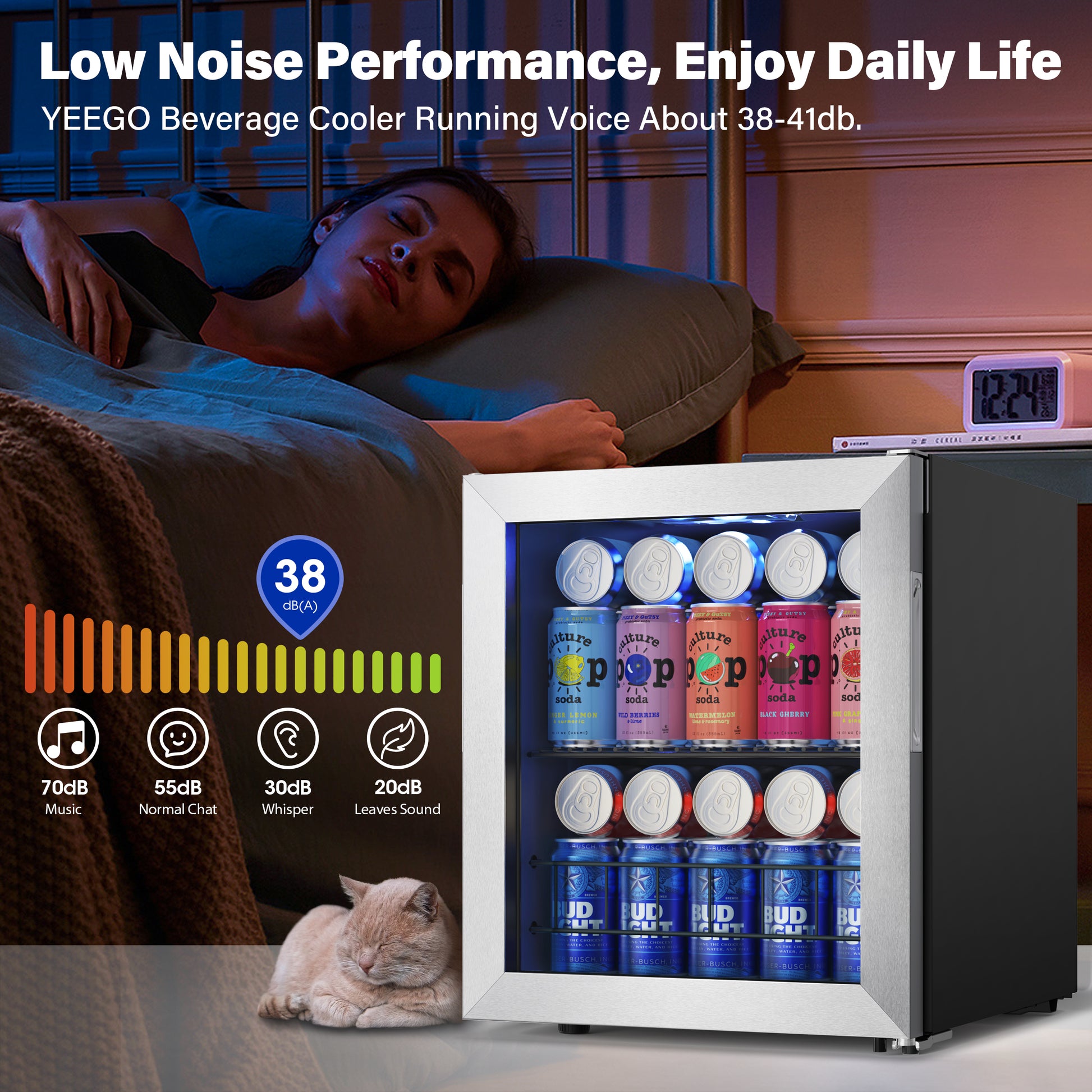 65 Cans Mini Beverage Drink Fridge, Counter Top or Freestanding - Yeego Life