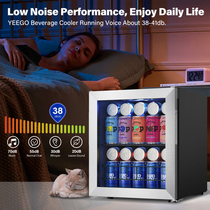 65 Cans Mini Beverage Drink Fridge, Counter Top or Freestanding - Yeego Life