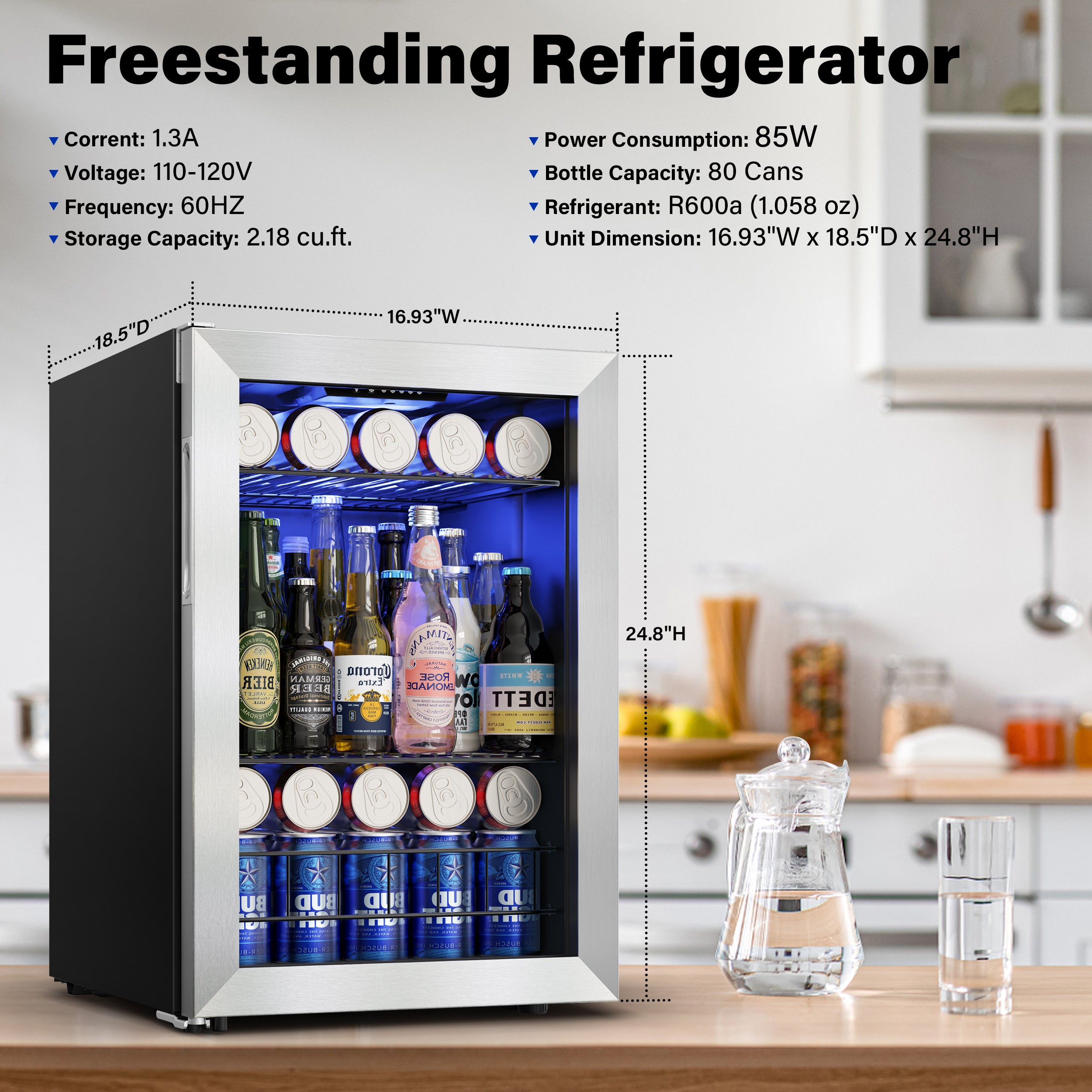 Yeego 80 Cans Mini Beverage Drink Fridge, Counter Top or Undercounter