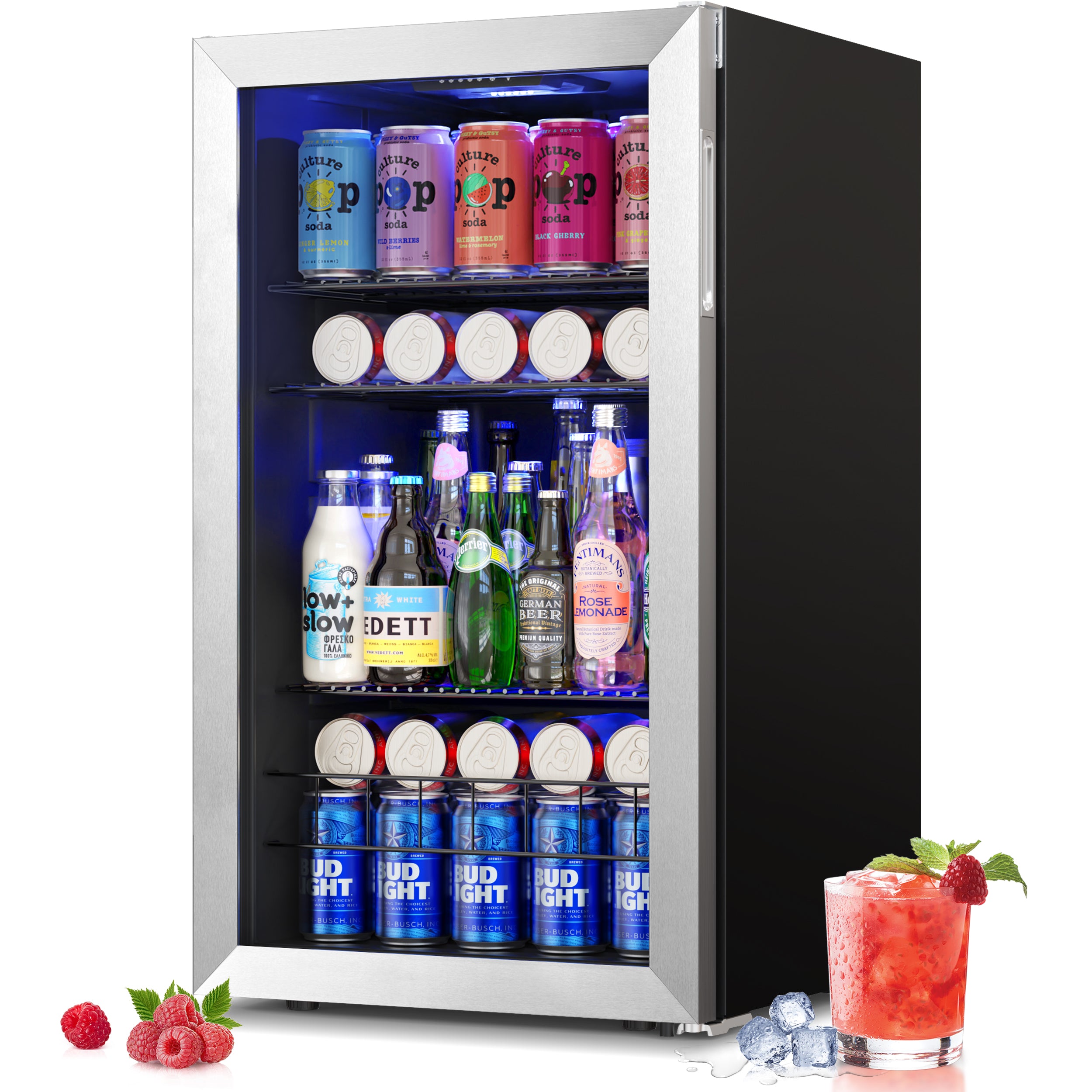 Yeego 19 Inch Wide 140 Cans Narrow Small Beverage Fridge, Shallow Depth Drink Cooler Under Counter, Built-In Or Freestanding