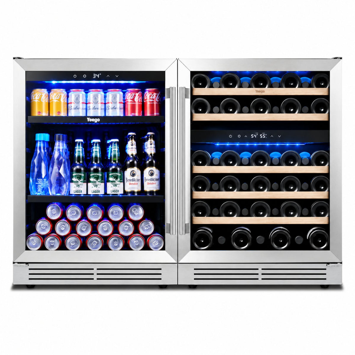 Yeego 48" Wine Beverage Fridge Combo Triple Zone