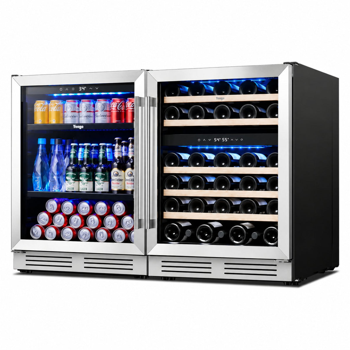 Yeego 48" Wine Beverage Fridge Combo Triple Zone