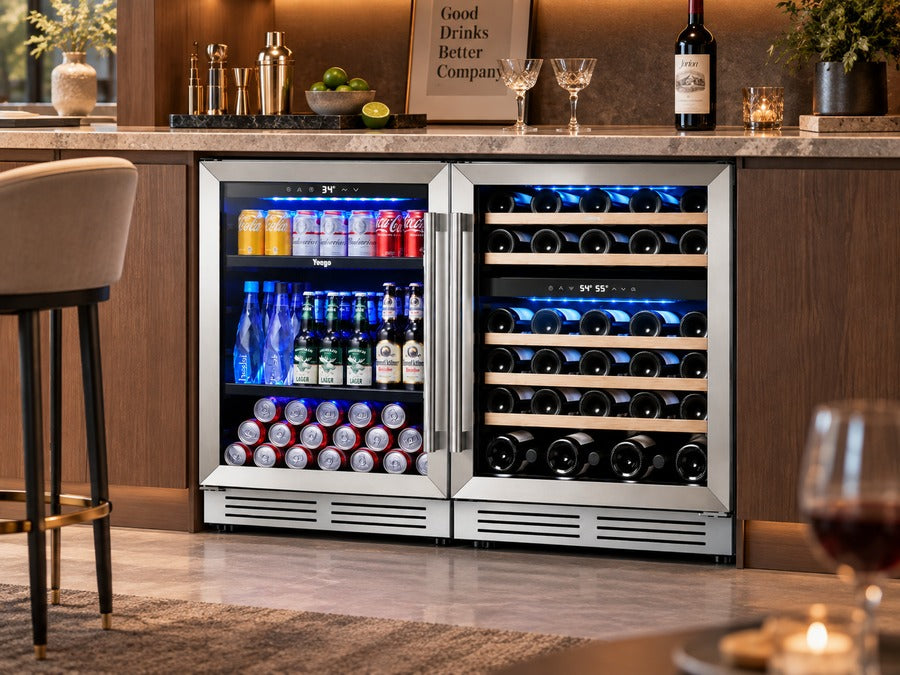 Yeego 48" Wine Beverage Fridge Combo Triple Zone