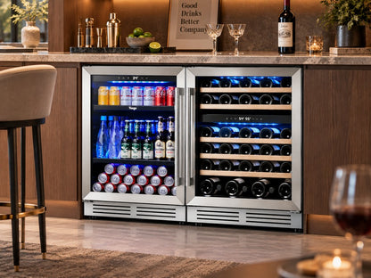 Yeego 48" Wine Beverage Fridge Combo Triple Zone