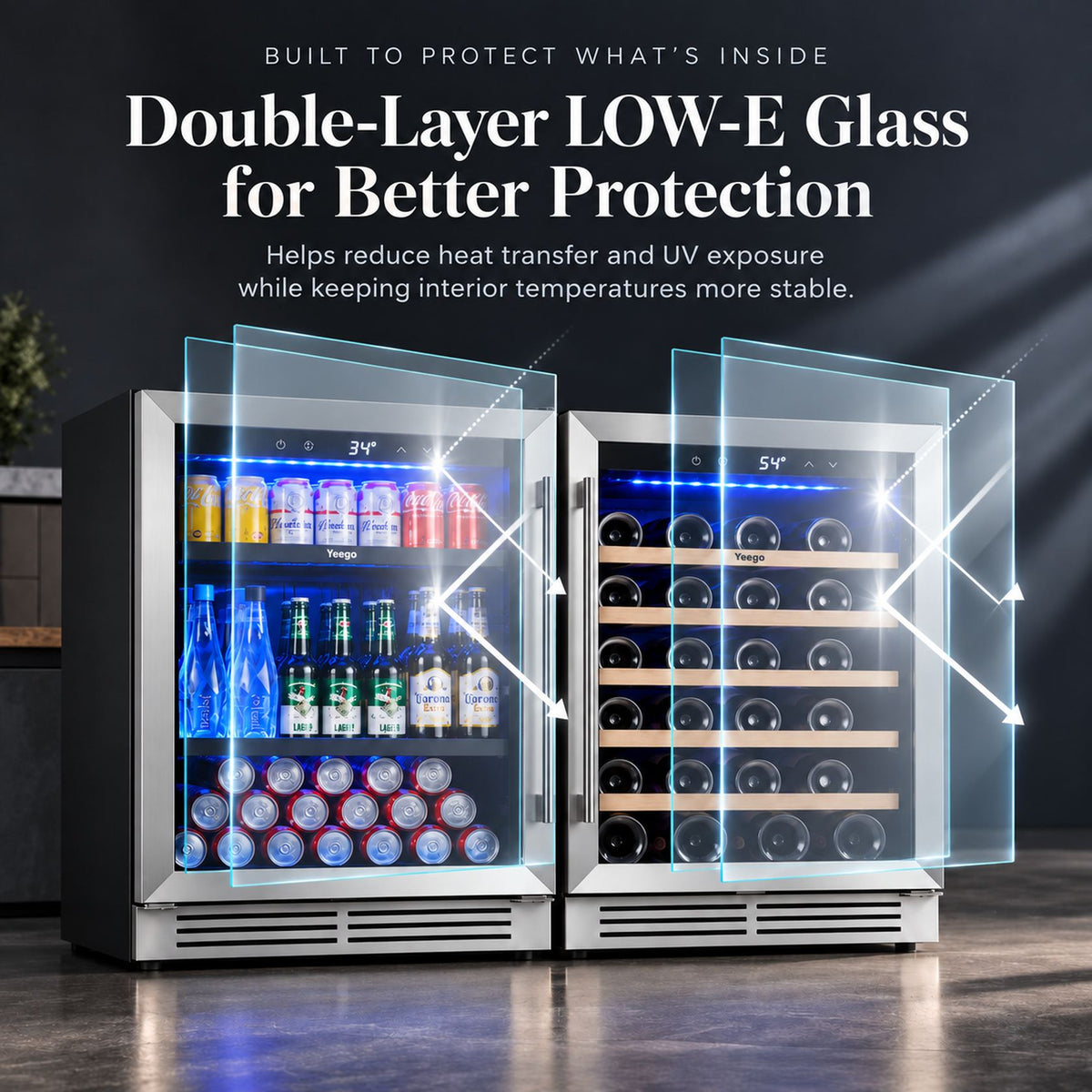 Yeego 48" Wine Beverage Fridge Dual Zone 2 Sets