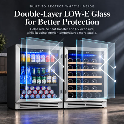 Yeego 48" Wine Beverage Fridge Dual Zone 2 Sets