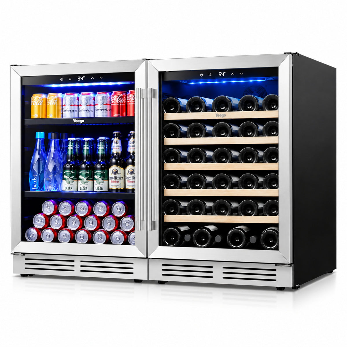 Yeego 48" Wine Beverage Fridge Dual Zone 2 Sets