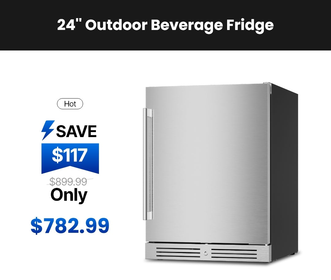 Yeego 24" outdoor beverage fridge with large-capacity storage for cans and bottles