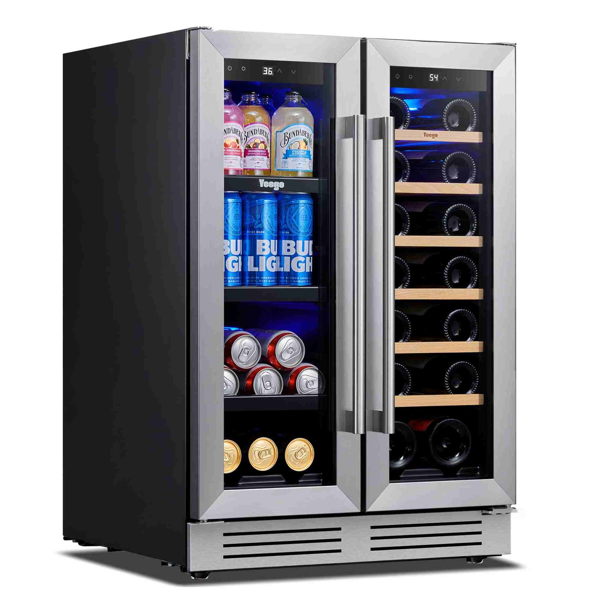 24 Inch Wide Wine and Beverage Dual Zone Fridge, Under Counter, Built-In or Freestanding