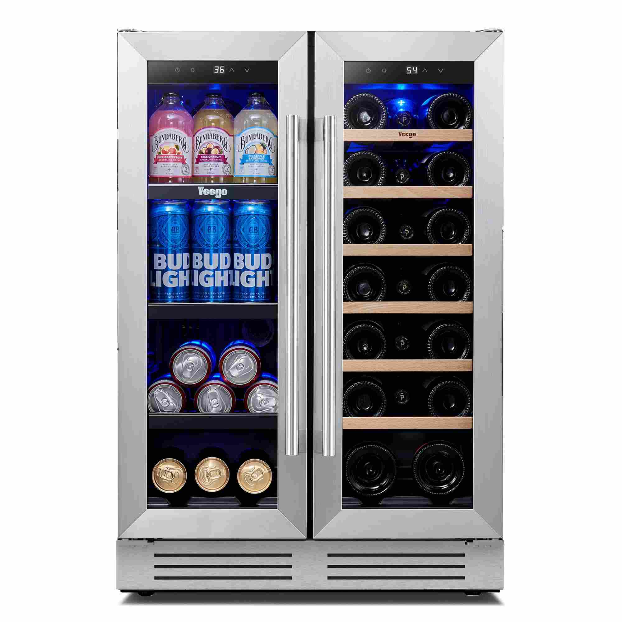Muguetページ Dual-Zone Beverage & Wine Cooler | 60 Can, 24 Inch | Quiet