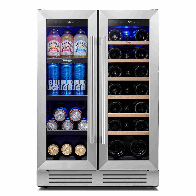 Yeego wine beverage fridge french door wine and beverage cooler
