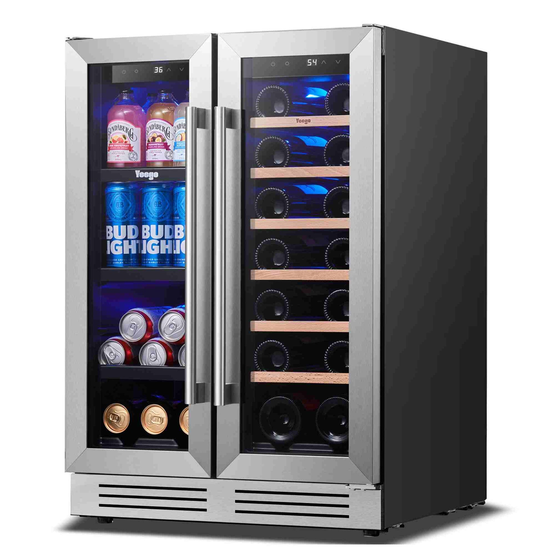 24 Inch Wide Wine and Beverage Dual Zone Fridge, Under Counter, Built-In or Freestanding