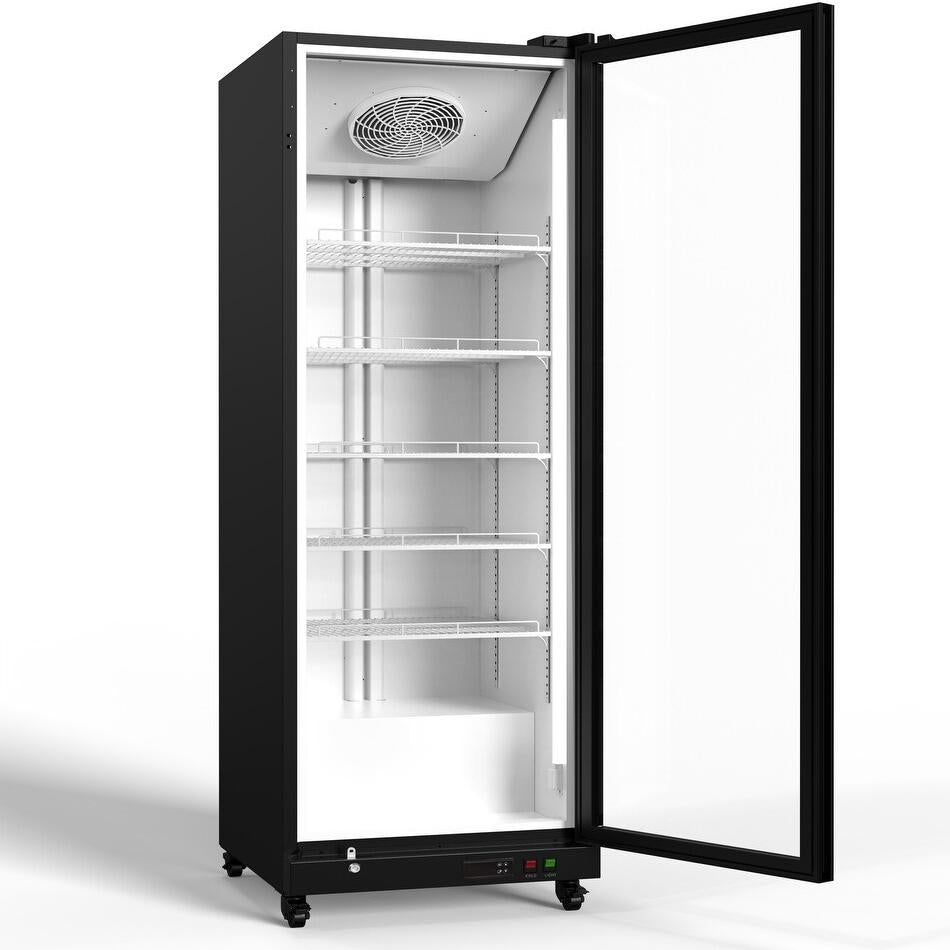 22'' Commercial Merchandiser Refrigerator With Swing Glass Door, Display Cooler for Beverages