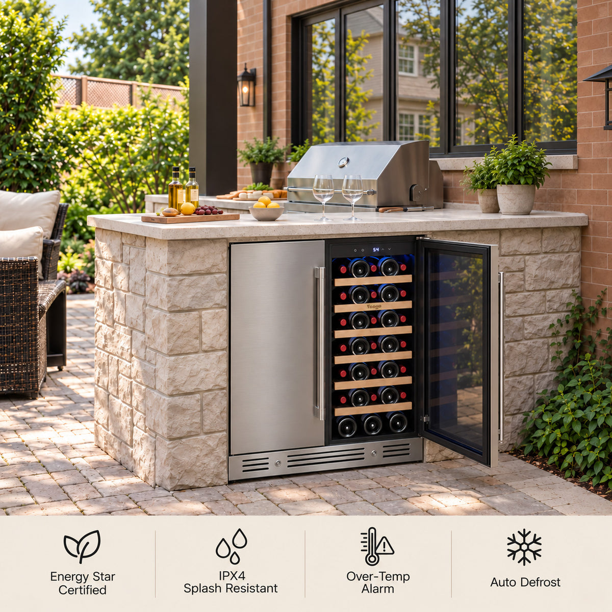 Yeego 30'' Outdoor Wine Beverage Fridge, 80 Cans 33 Bottles