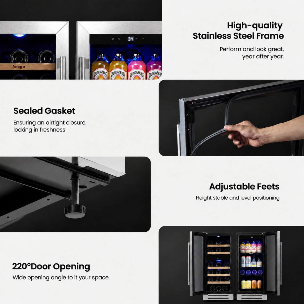 Yeego 30" Wine Beverage Fridge Triple Zone 2 Sets