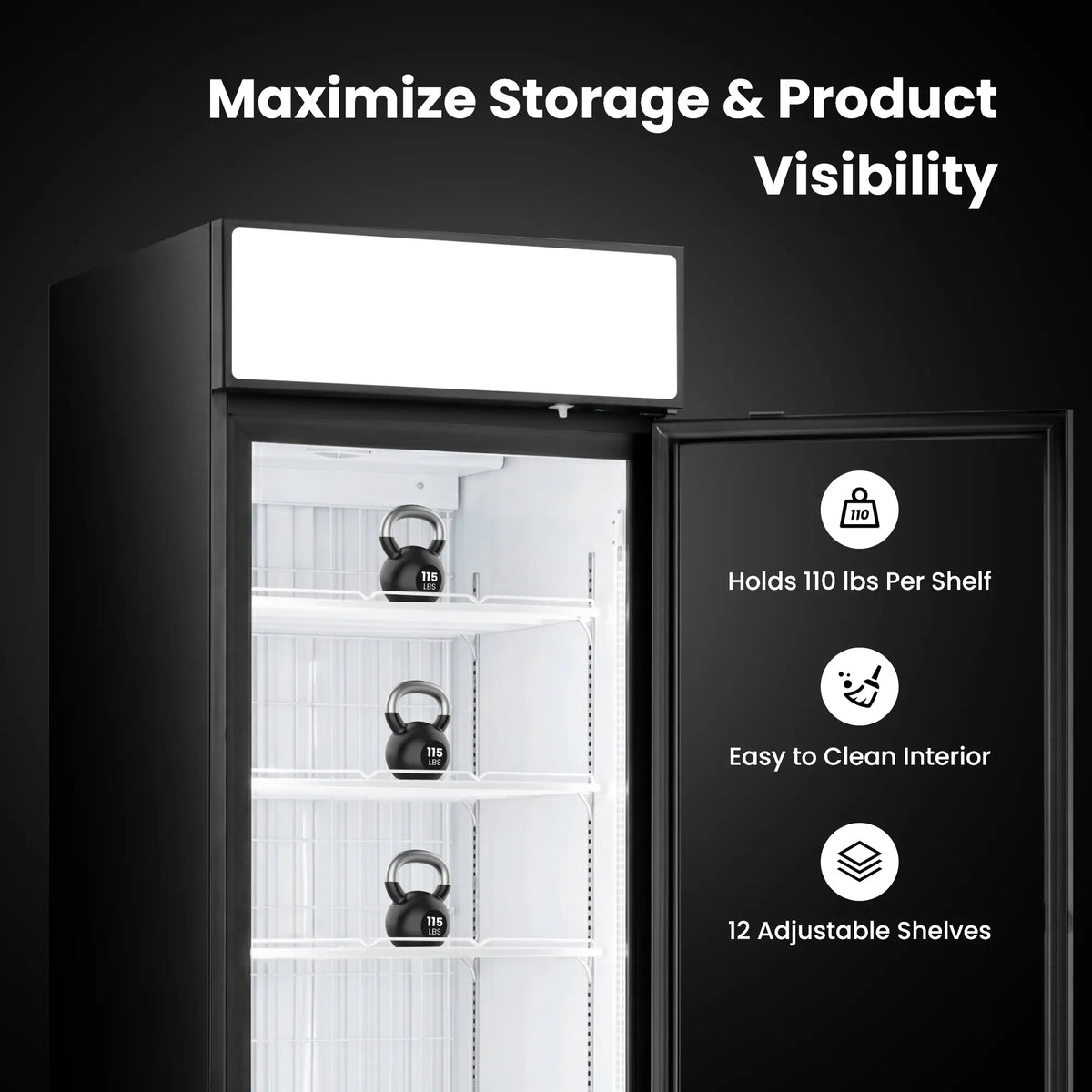 Yeego 18.9 Cu. Ft. Single-Door Commercial Glass Freezer