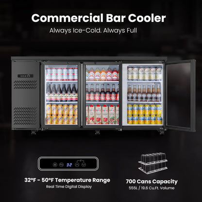 Commercial beverage cooler featuring 11 cubic feet of storage and an adjustable temperature range